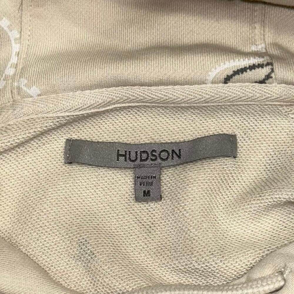 Hudson Jeans Men’s Paisley Pullover Hoodie – Beige / Cream Size Medium - Picture 3 of 9